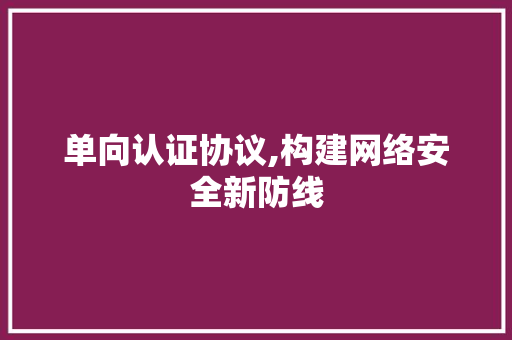 单向认证协议,构建网络安全新防线 百度SEO