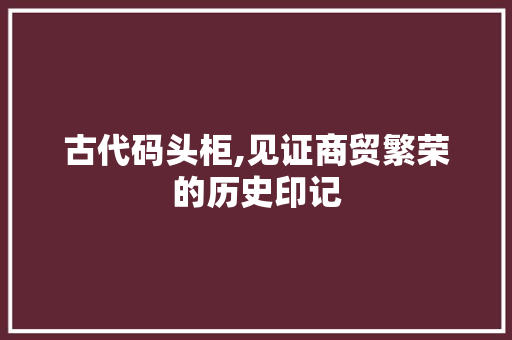 古代码头柜,见证商贸繁荣的历史印记 神马SEO