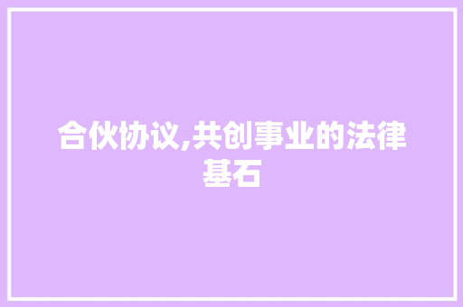 合伙协议,共创事业的法律基石 百度SEO