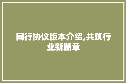 同行协议版本介绍,共筑行业新篇章 GoogleSEO