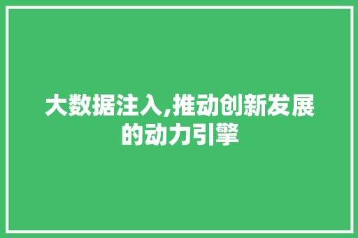 大数据注入,推动创新发展的动力引擎
