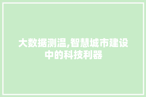 大数据测温,智慧城市建设中的科技利器