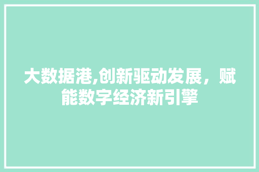 大数据港,创新驱动发展，赋能数字经济新引擎