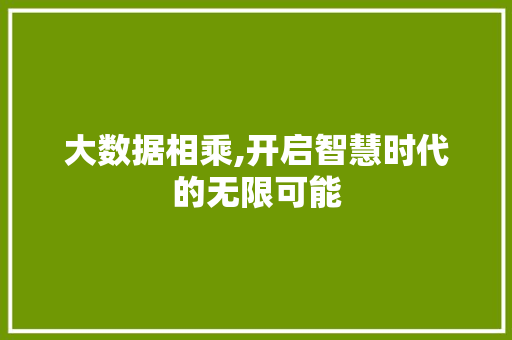 大数据相乘,开启智慧时代的无限可能