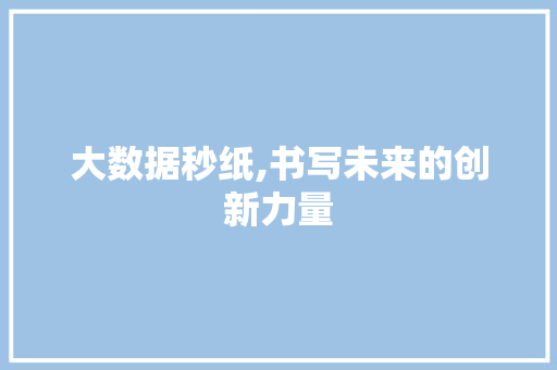 大数据秒纸,书写未来的创新力量