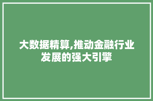 大数据精算,推动金融行业发展的强大引擎