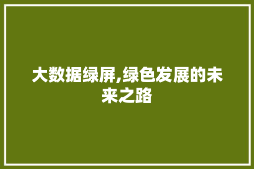 大数据绿屏,绿色发展的未来之路