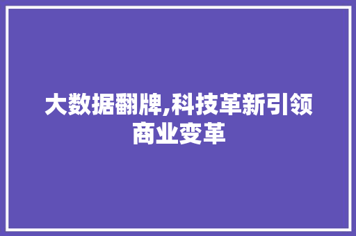 大数据翻牌,科技革新引领商业变革