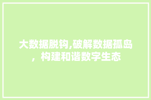 大数据脱钩,破解数据孤岛，构建和谐数字生态 必应SEO