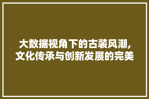 大数据视角下的古装风潮,文化传承与创新发展的完美交融 必应SEO