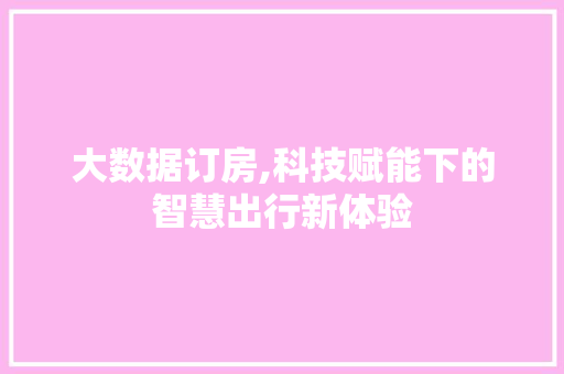 大数据订房,科技赋能下的智慧出行新体验