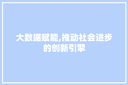 大数据赋能,推动社会进步的创新引擎