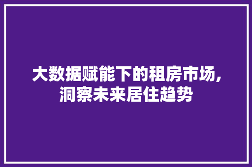 大数据赋能下的租房市场,洞察未来居住趋势