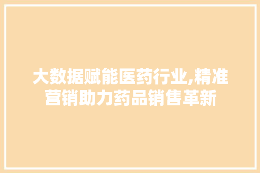 大数据赋能医药行业,精准营销助力药品销售革新 神马SEO
