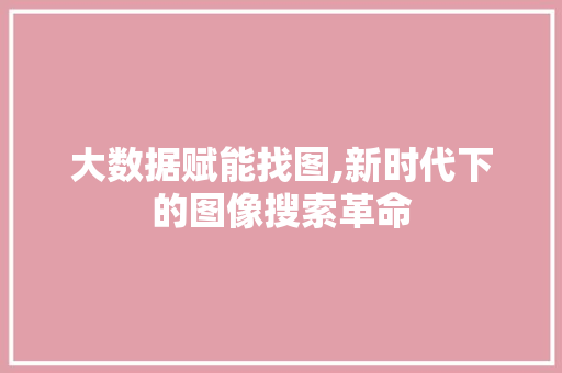 大数据赋能找图,新时代下的图像搜索革命