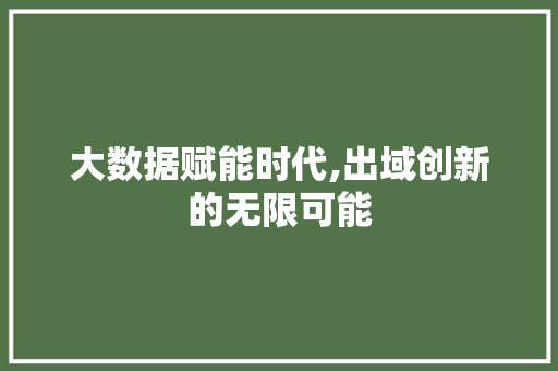 大数据赋能时代,出域创新的无限可能