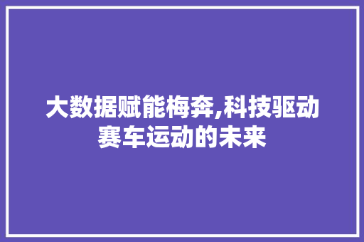 大数据赋能梅奔,科技驱动赛车运动的未来