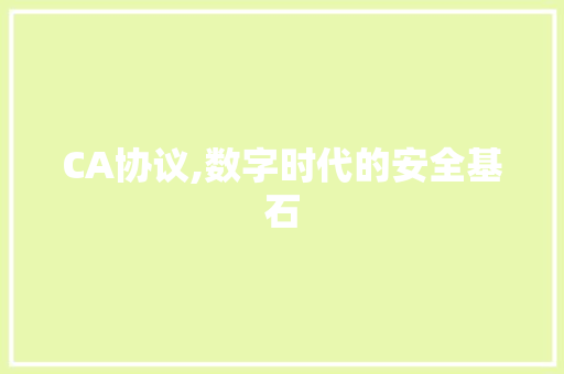 CA协议,数字时代的安全基石 百度SEO