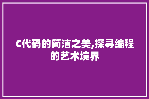 C代码的简洁之美,探寻编程的艺术境界 神马SEO