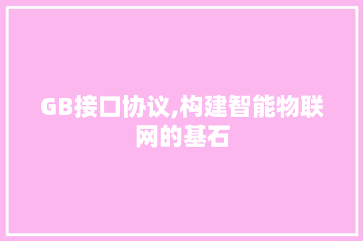 GB接口协议,构建智能物联网的基石 搜狗SEO
