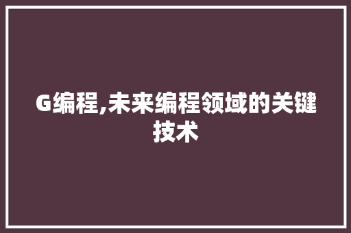 G编程,未来编程领域的关键技术 必应SEO