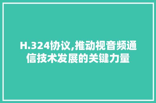 H.324协议,推动视音频通信技术发展的关键力量 百度SEO