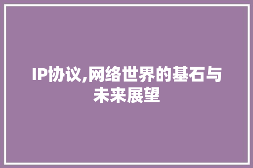 IP协议,网络世界的基石与未来展望