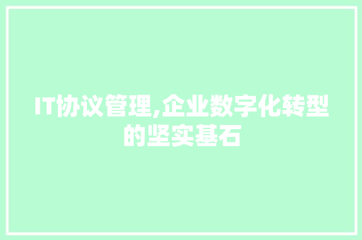 IT协议管理,企业数字化转型的坚实基石 必应SEO