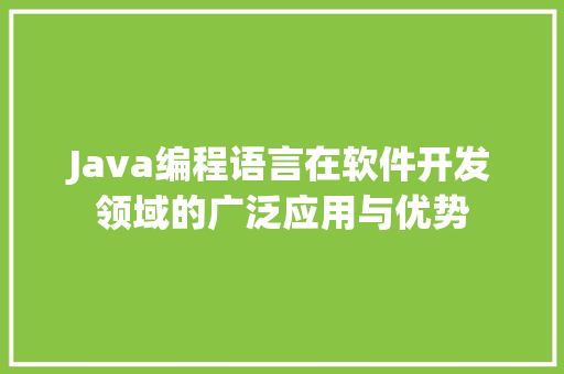 Java编程语言在软件开发领域的广泛应用与优势 必应SEO