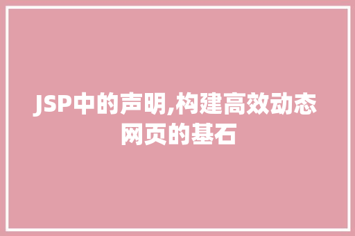 JSP中的声明,构建高效动态网页的基石 百度SEO