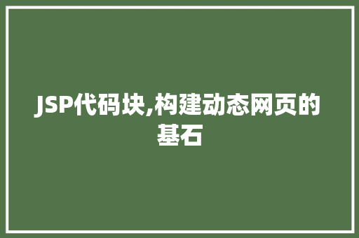 JSP代码块,构建动态网页的基石 GoogleSEO