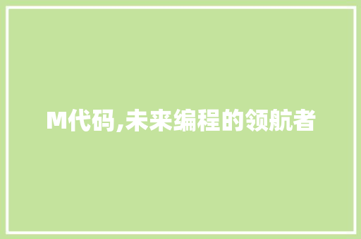 M代码,未来编程的领航者 GoogleSEO