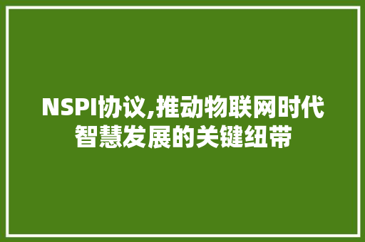 NSPI协议,推动物联网时代智慧发展的关键纽带 必应SEO