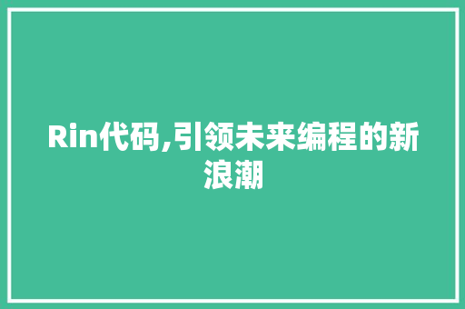 Rin代码,引领未来编程的新浪潮