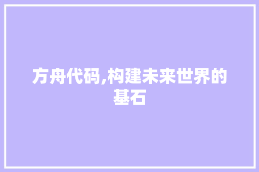方舟代码,构建未来世界的基石 搜狗SEO