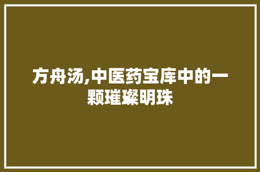 方舟汤,中医药宝库中的一颗璀璨明珠 神马SEO