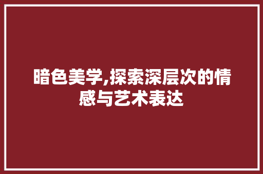 暗色美学,探索深层次的情感与艺术表达 GoogleSEO