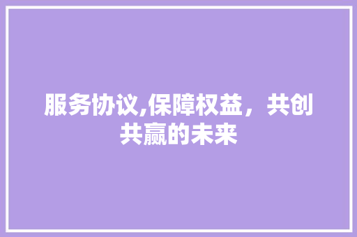 服务协议,保障权益，共创共赢的未来 神马SEO