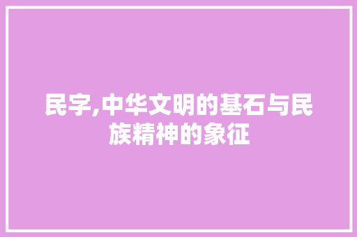民字,中华文明的基石与民族精神的象征