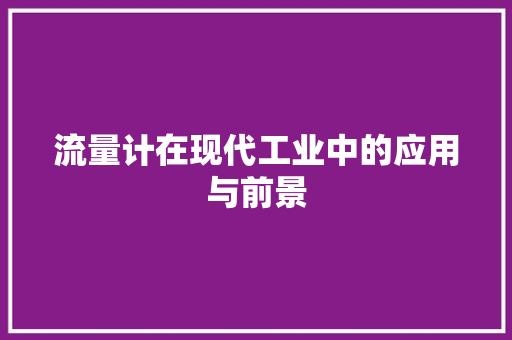 流量计在现代工业中的应用与前景 搜狗SEO
