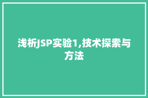 浅析JSP实验1,技术探索与方法 GoogleSEO