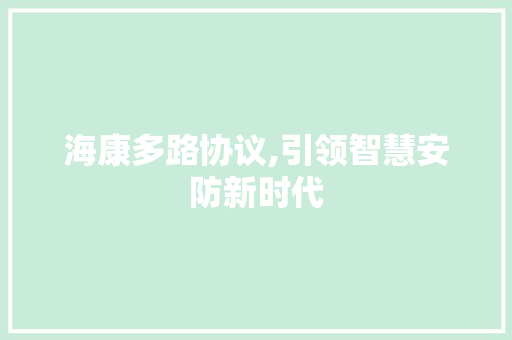 海康多路协议,引领智慧安防新时代