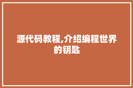 源代码教程,介绍编程世界的钥匙 必应SEO