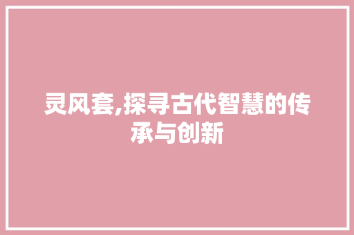 灵风套,探寻古代智慧的传承与创新 百度SEO