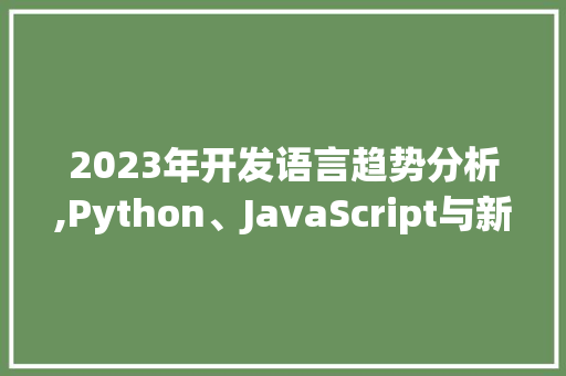 2023年开发语言趋势分析,Python、JavaScript与新兴语言的崛起 GoogleSEO