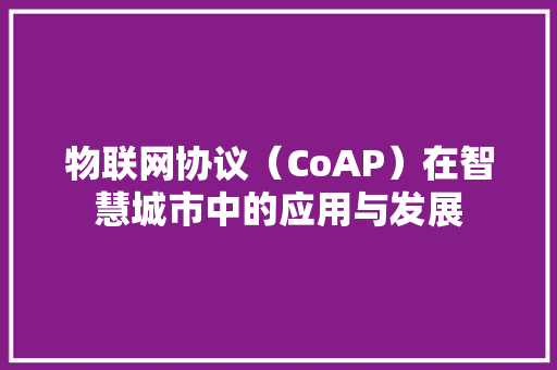 物联网协议（CoAP）在智慧城市中的应用与发展 神马SEO