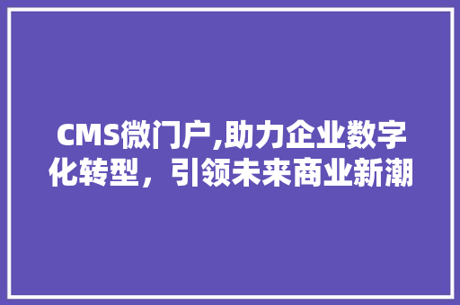 CMS微门户,助力企业数字化转型，引领未来商业新潮流 必应SEO
