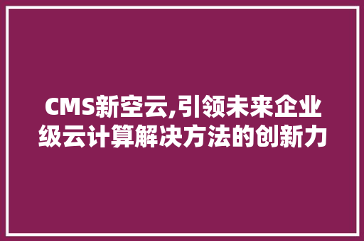 CMS新空云,引领未来企业级云计算解决方法的创新力量 GoogleSEO