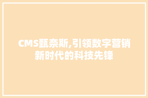 CMS甄奈斯,引领数字营销新时代的科技先锋 GoogleSEO