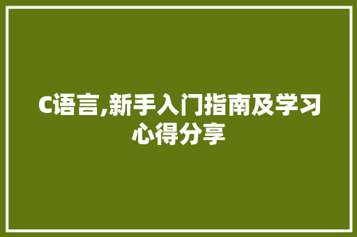 C语言,新手入门指南及学习心得分享 百度SEO